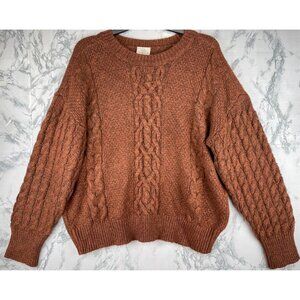 St. Johns Bay Womens Size XL Cable Knit Sweater Copper Spice